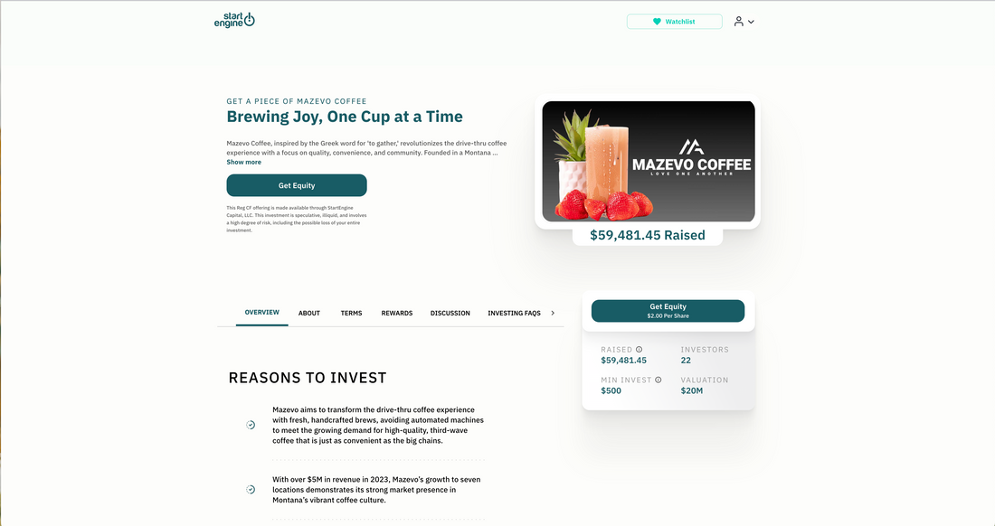 Mazevo Coffee is Now Live on StartEngine!