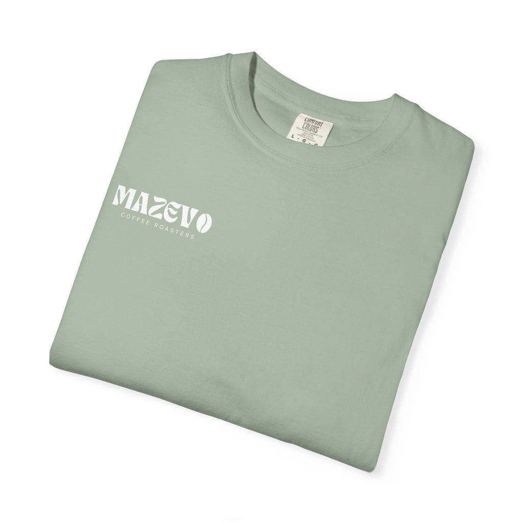 Mazevo Coffee T-Shirt — Retro Logo Garment-Dyed Tee for Coffee Lovers