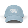 Denim Baseball Cap — "mazevo coffee" Embroidered Light Blue Hat