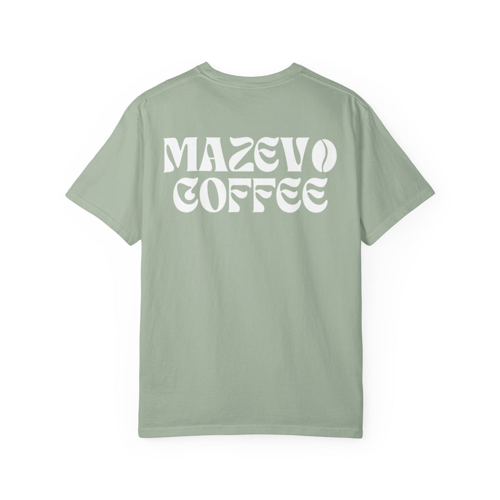 Mazevo Coffee T-Shirt — Retro Logo Garment-Dyed Tee for Coffee Lovers