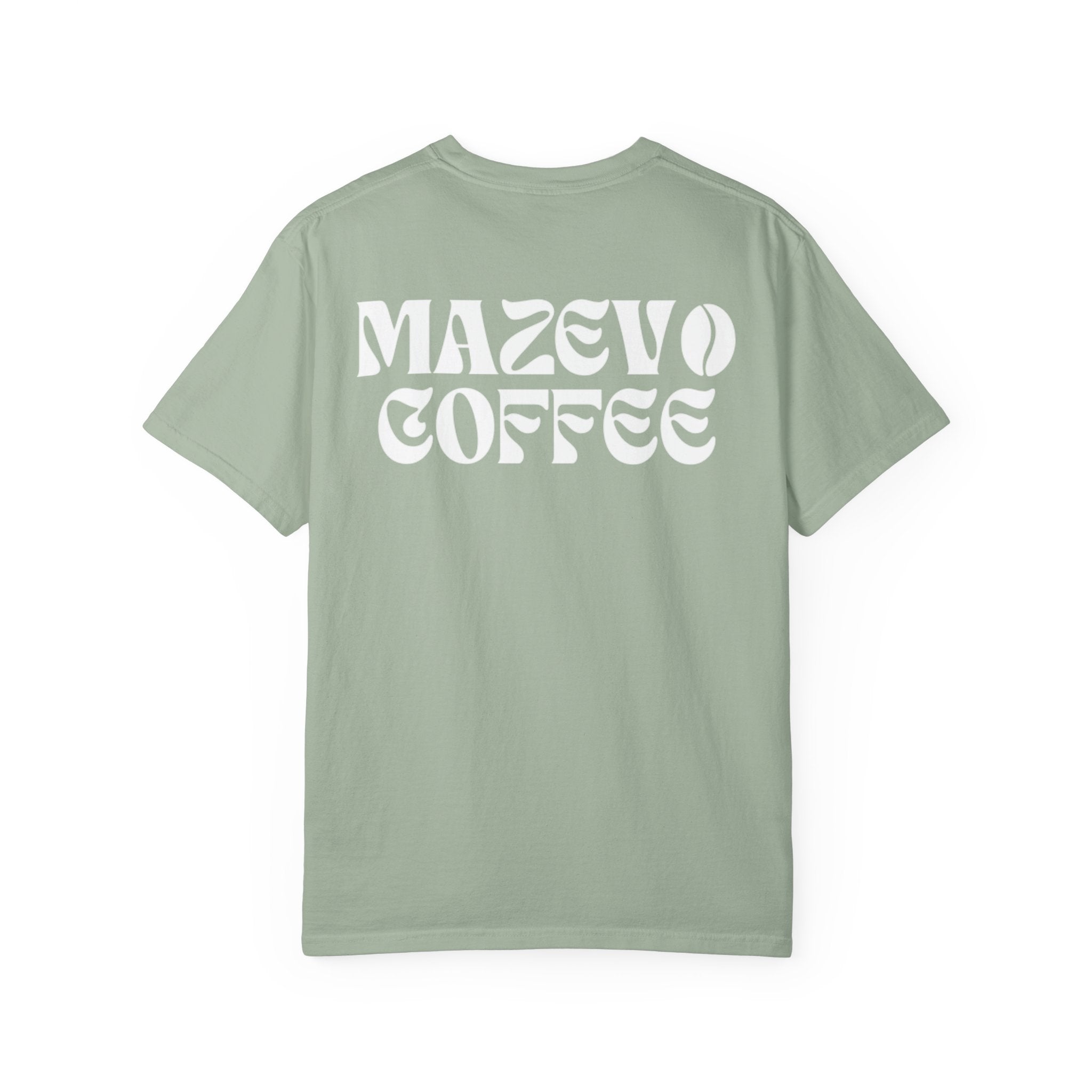 Mazevo Coffee T-Shirt — Retro Logo Garment-Dyed Tee for Coffee Lovers