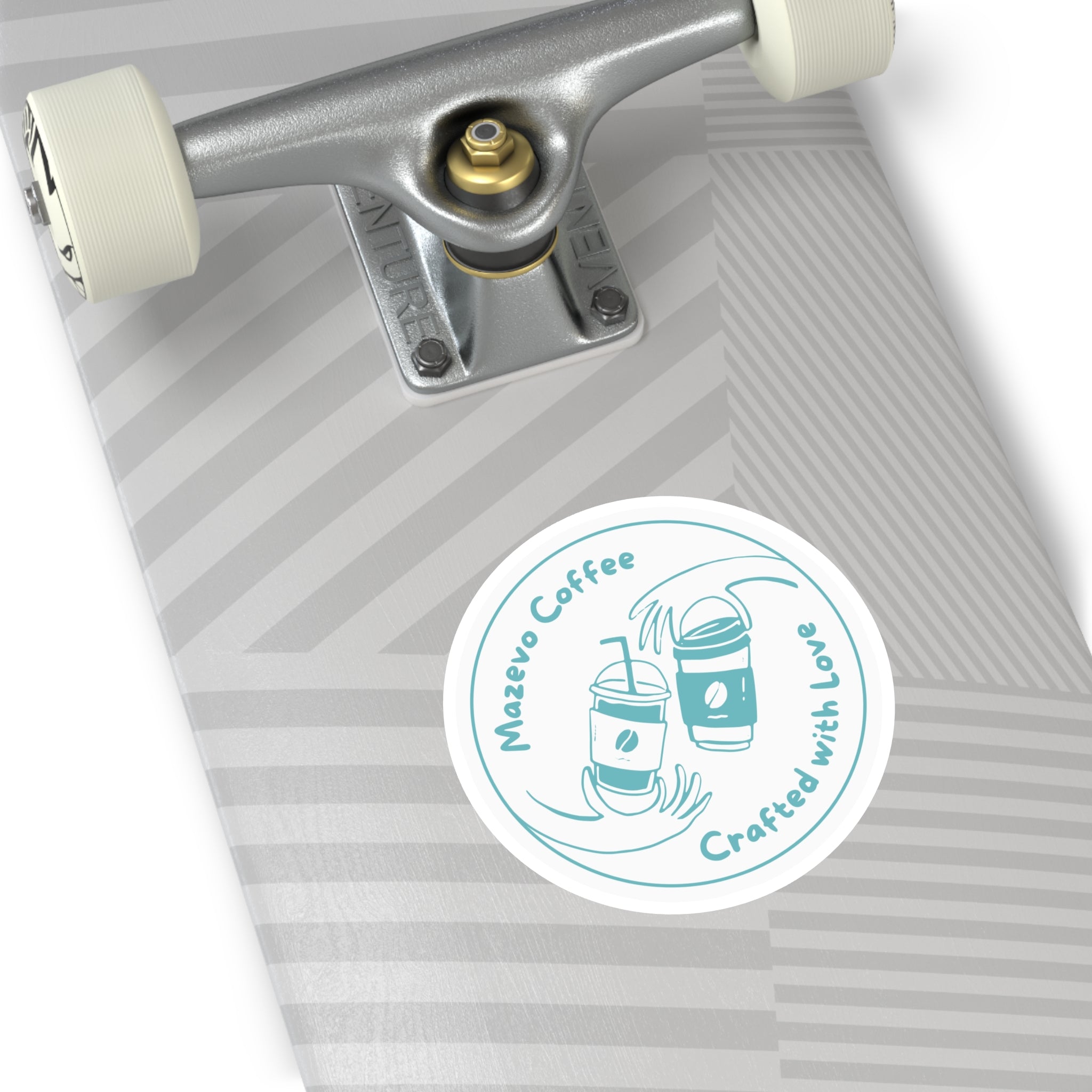 Round Coffee Logo Sticker — “Mazeyo Coffee Crafted with Love”