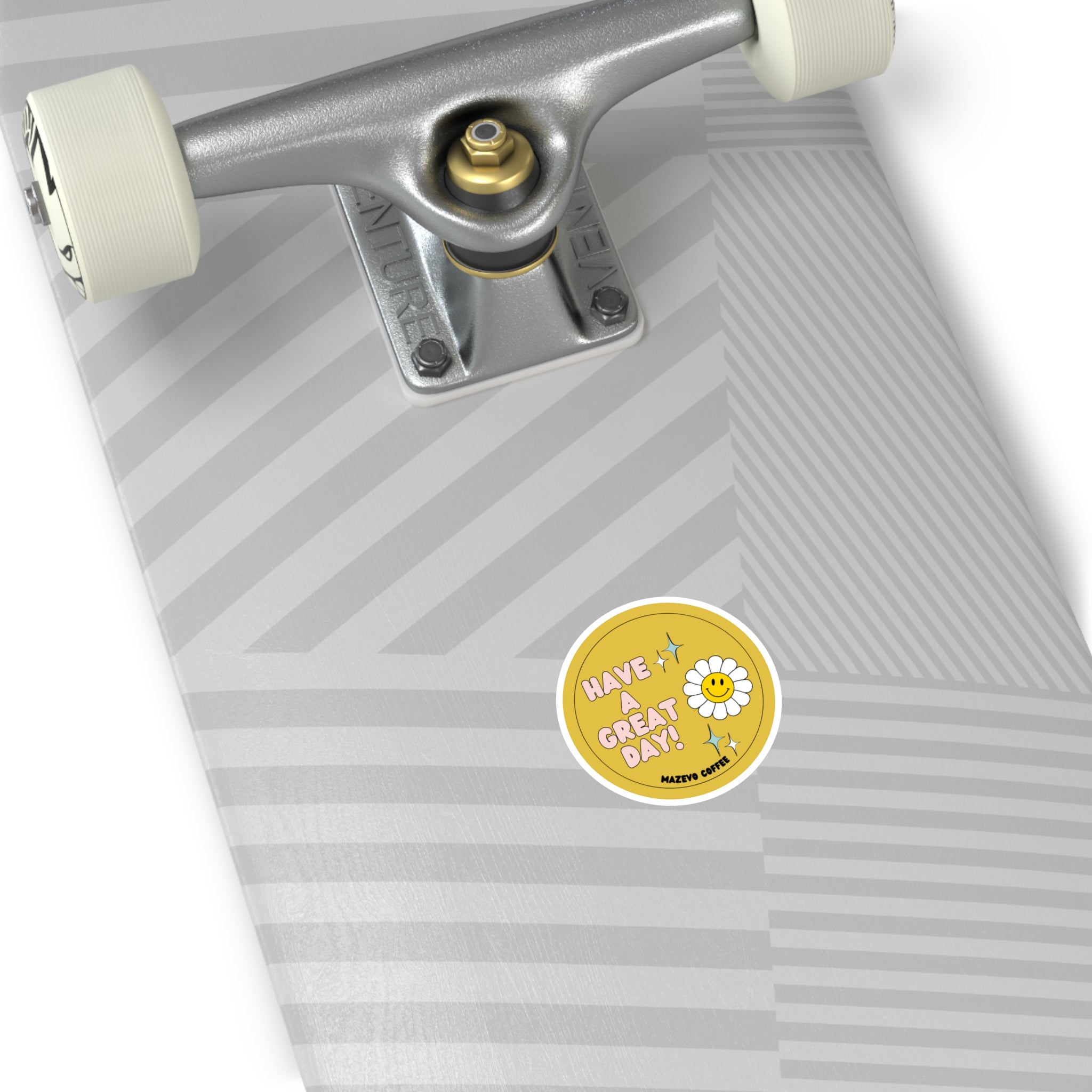 Have a Great Day! Daisy Smile Round Sticker — Retro Happy Vibes for Laptops, Water Bottles & Gifts