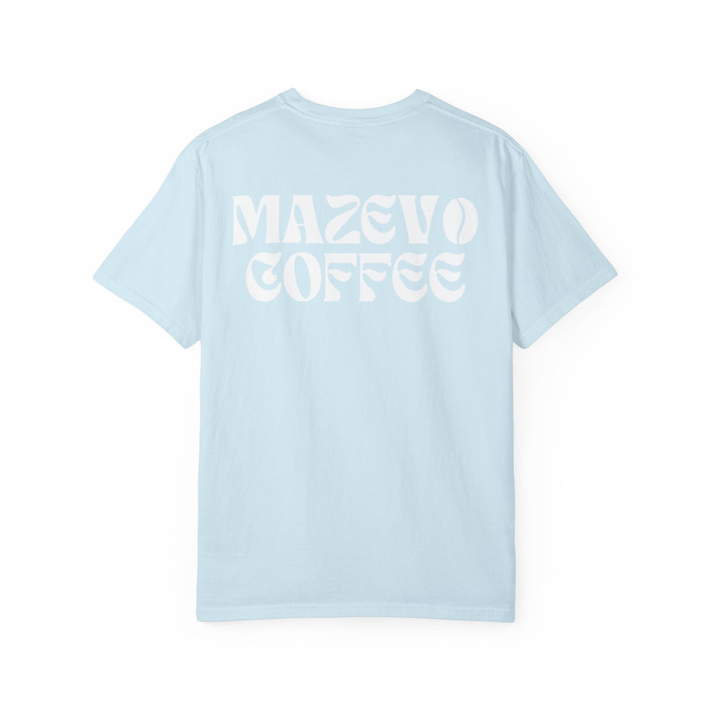 Mazevo Coffee T-Shirt — Retro Logo Garment-Dyed Tee for Coffee Lovers