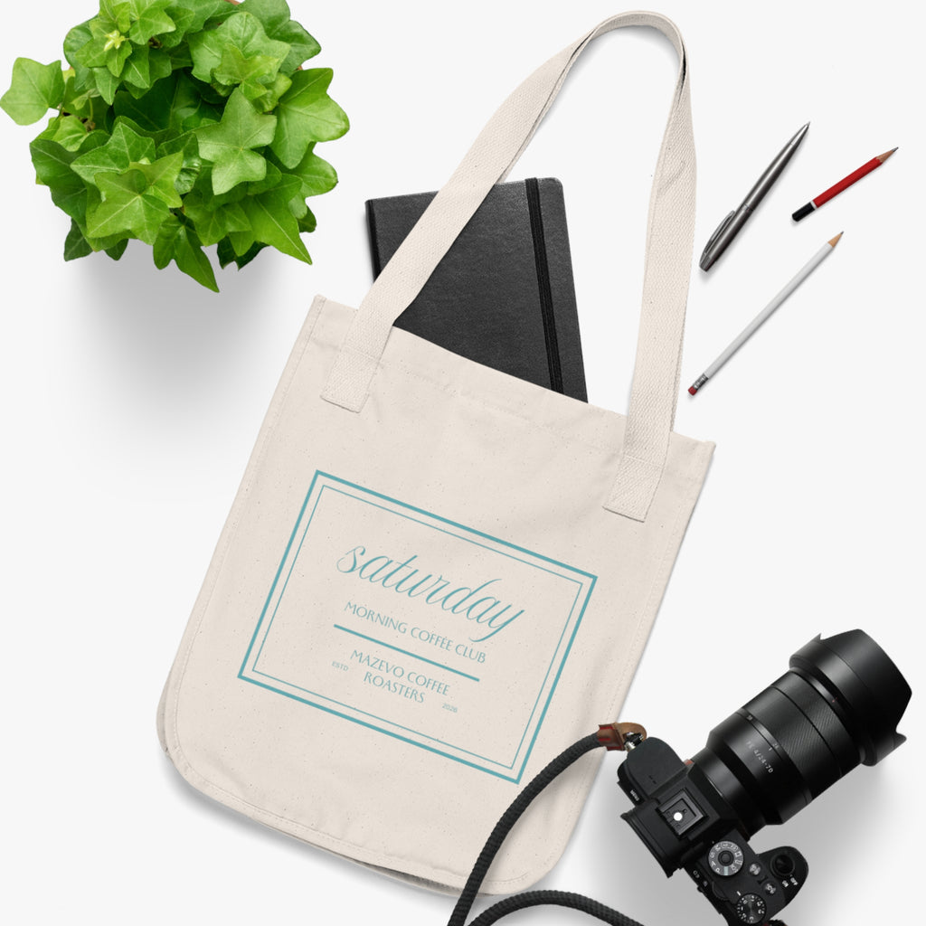 Saturday Morning Coffee Club Organic Canvas Tote — Reusable Coffee Tote Bag