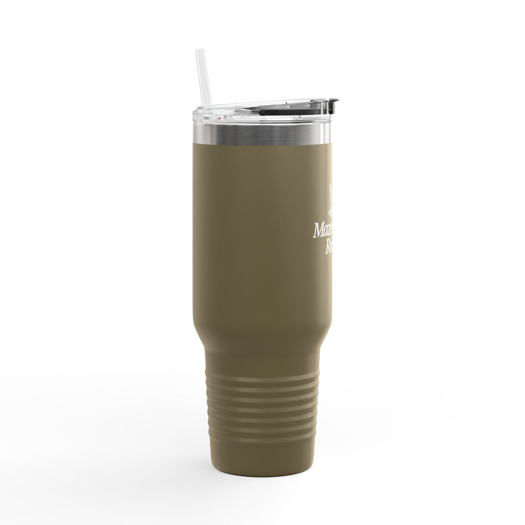 40oz Insulated Travel Mug - Mazevo Coffee Roasters Logo, Double-Wall Stainless Steel Tumbler with Handle & Straw