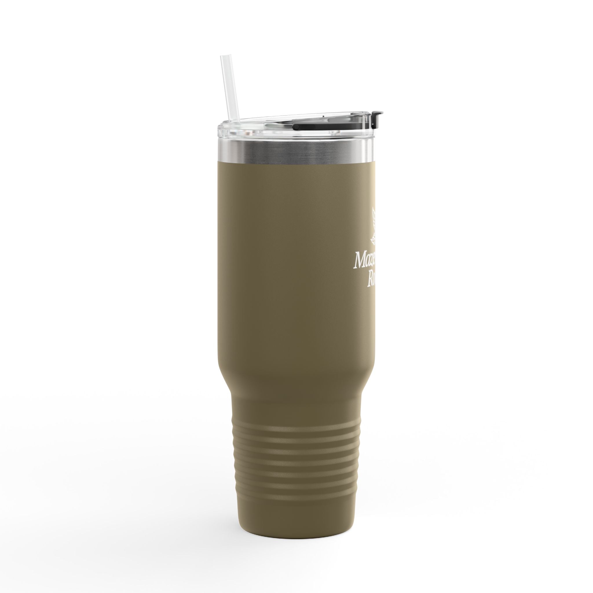 40oz Insulated Travel Mug - Mazevo Coffee Roasters Logo, Double-Wall Stainless Steel Tumbler with Handle & Straw