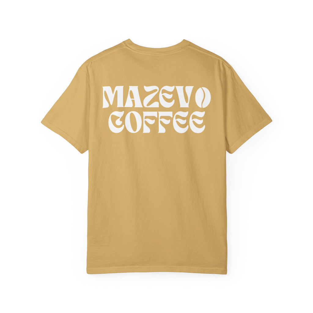 Mazevo Coffee T-Shirt — Retro Logo Garment-Dyed Tee for Coffee Lovers