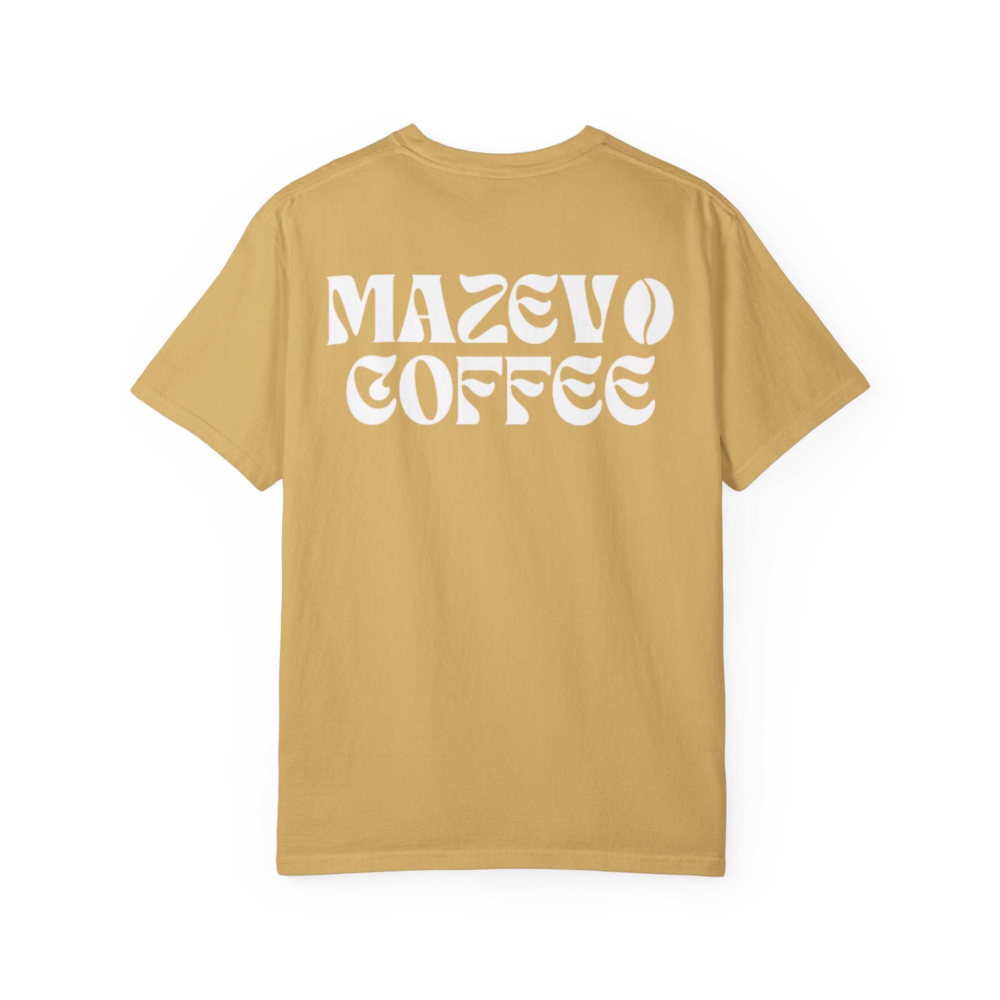 Mazevo Coffee T-Shirt — Retro Logo Garment-Dyed Tee for Coffee Lovers