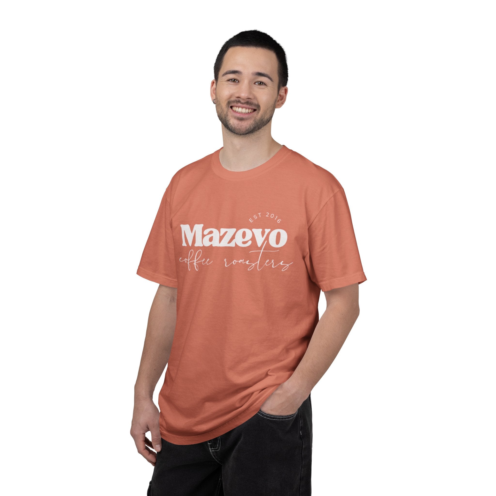 Mazzevo Subtle Logo T-Shirt — Minimalist White Garment-Dyed Tee