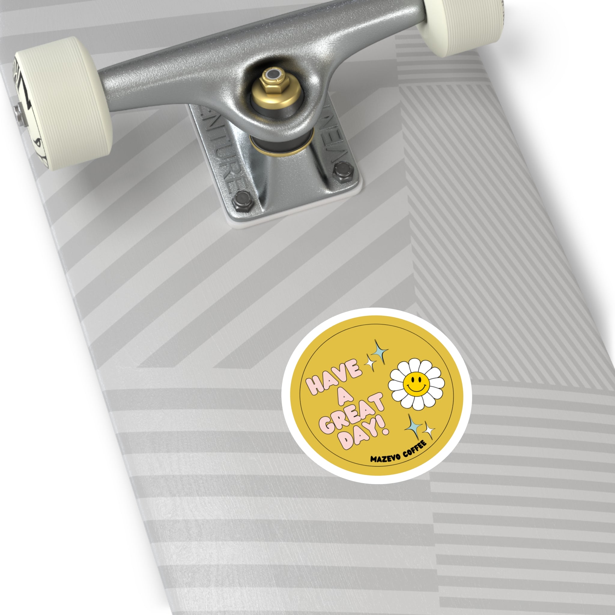Have a Great Day! Daisy Smile Round Sticker — Retro Happy Vibes for Laptops, Water Bottles & Gifts