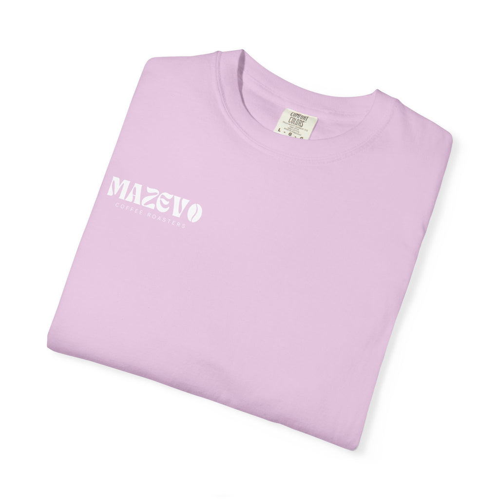 Mazevo Coffee T-Shirt — Retro Logo Garment-Dyed Tee for Coffee Lovers