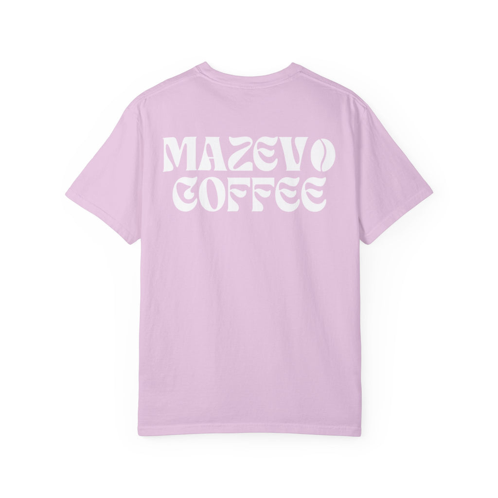 Mazevo Coffee T-Shirt — Retro Logo Garment-Dyed Tee for Coffee Lovers