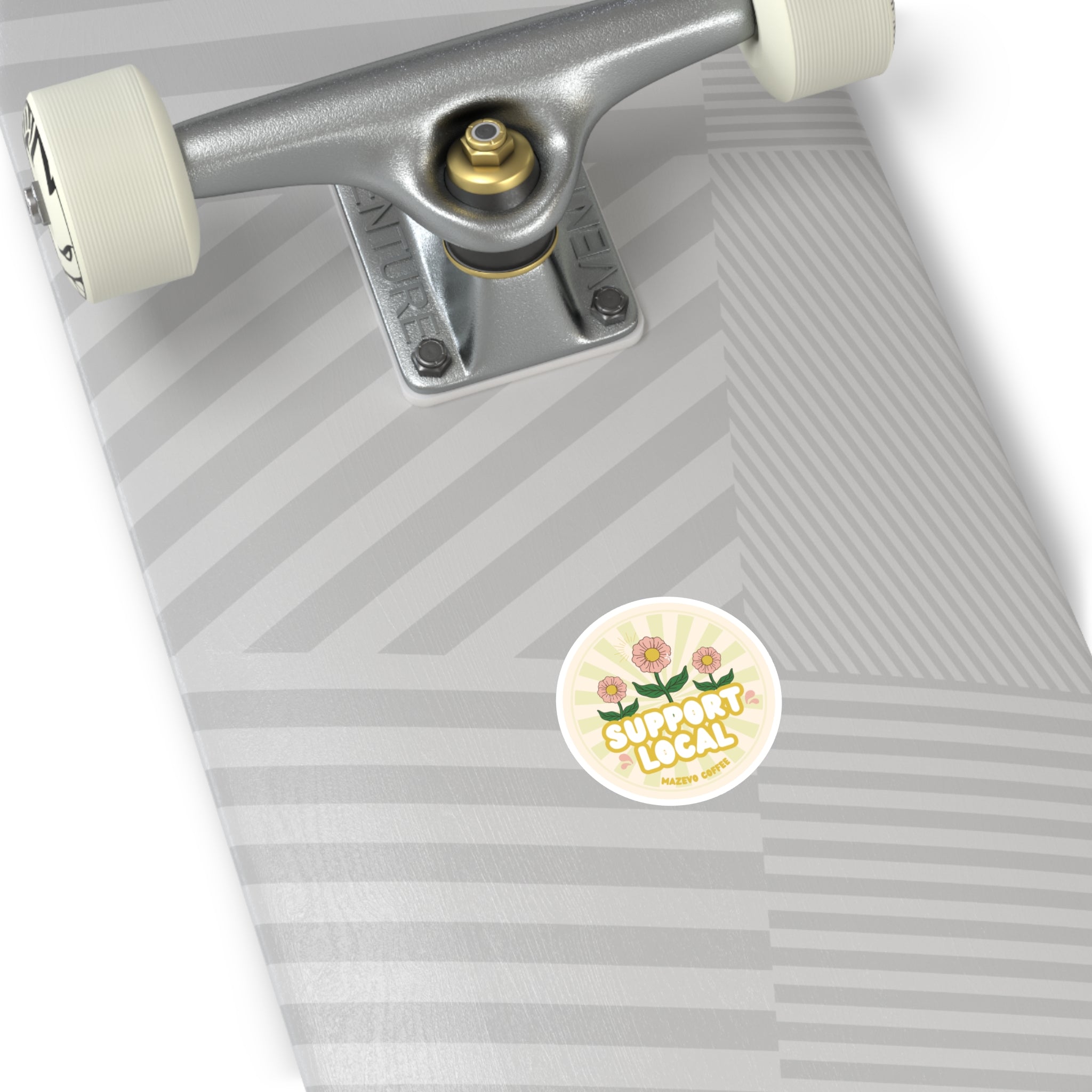 Support Local Round Sticker — Floral “Support Local” Vinyl Sticker for Small Businesses & Coffee Shops