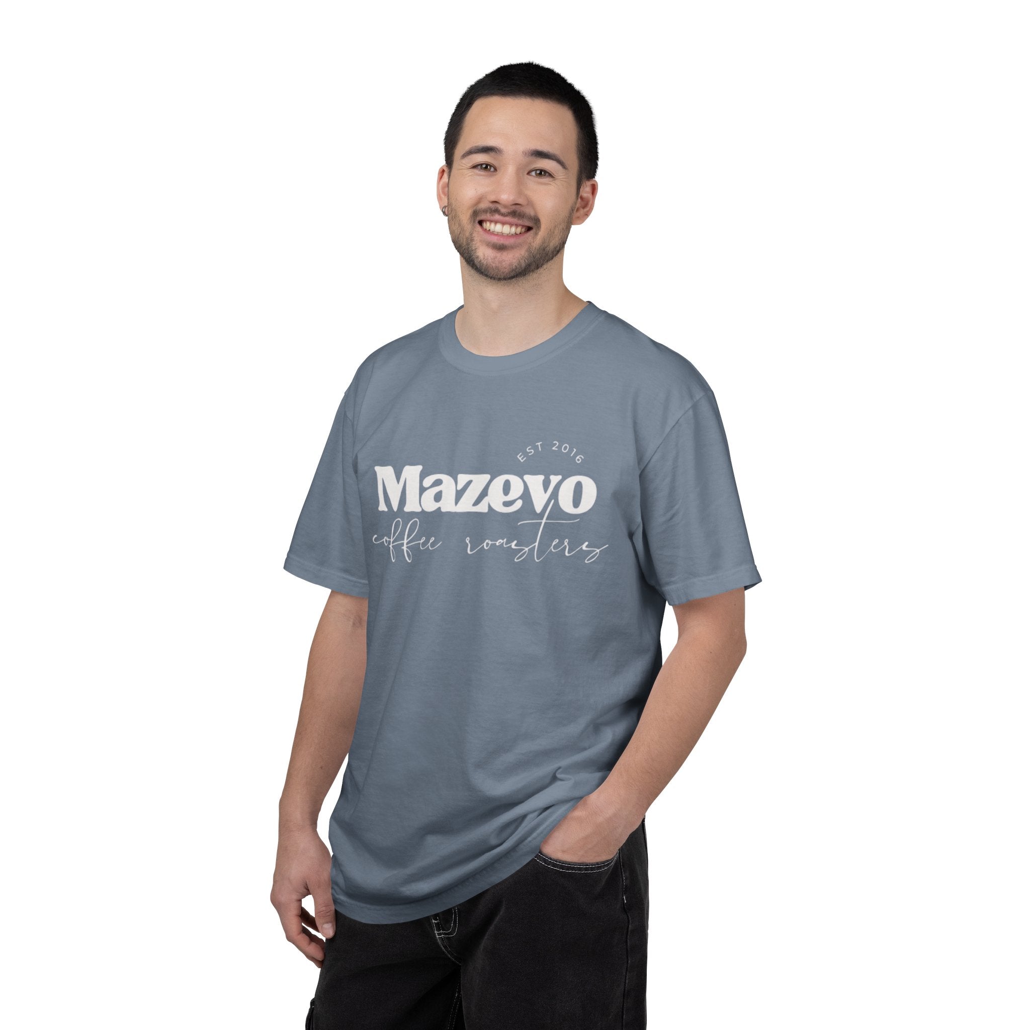 Mazzevo Subtle Logo T-Shirt — Minimalist White Garment-Dyed Tee