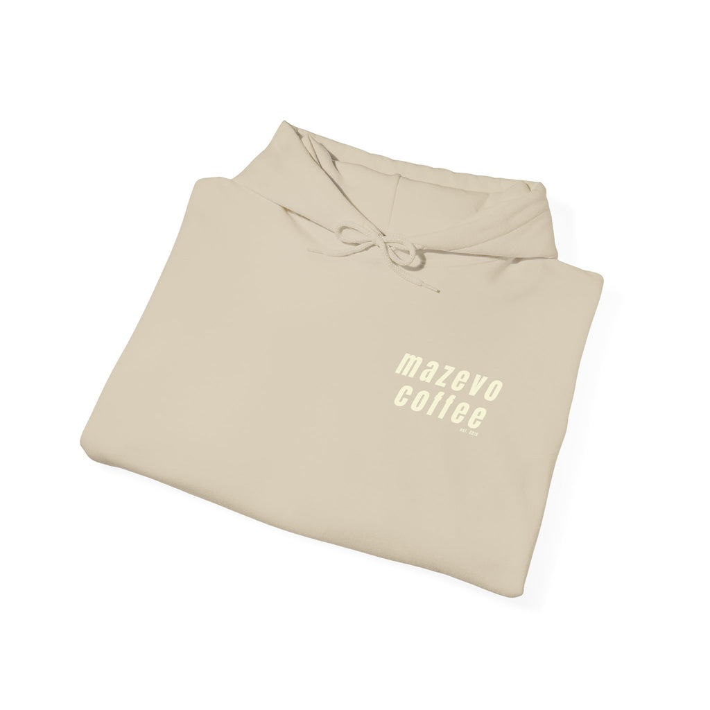 Mazevo Coffee Hoodie — Minimal Cream Coffee Shop Pullover