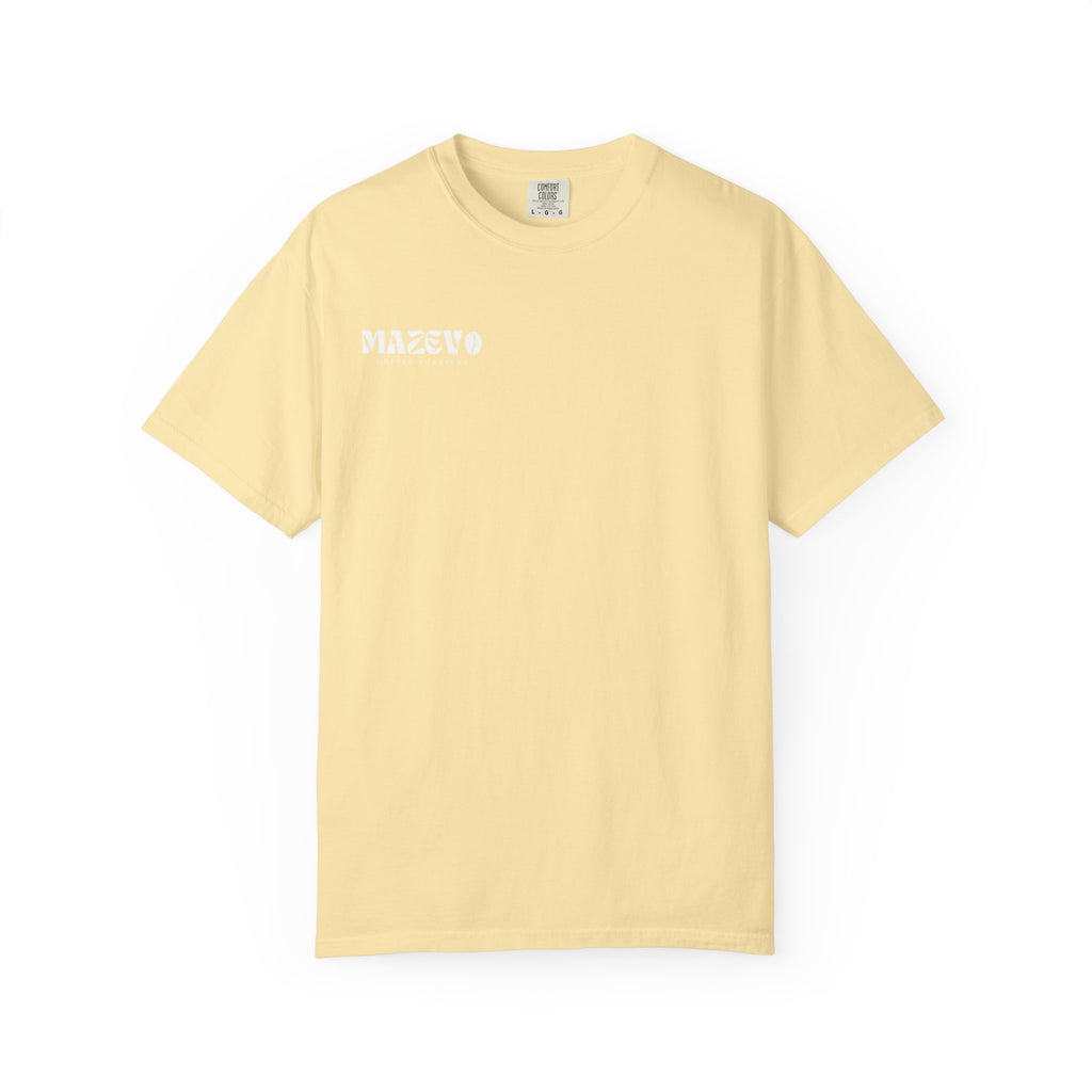 Mazevo Coffee T-Shirt — Retro Logo Garment-Dyed Tee for Coffee Lovers