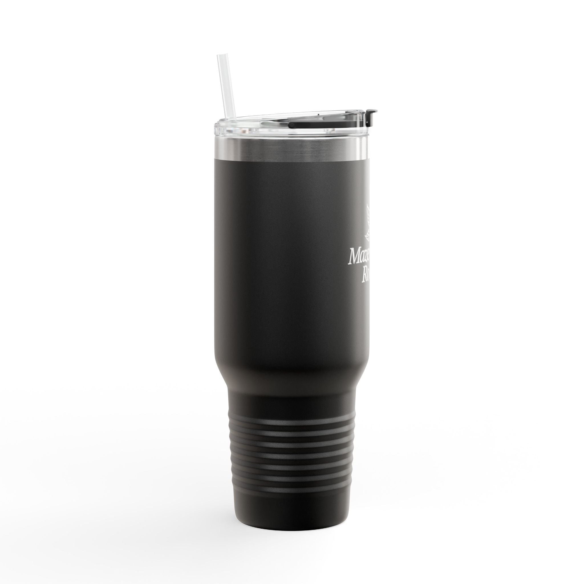 40oz Insulated Travel Mug - Mazevo Coffee Roasters Logo, Double-Wall Stainless Steel Tumbler with Handle & Straw