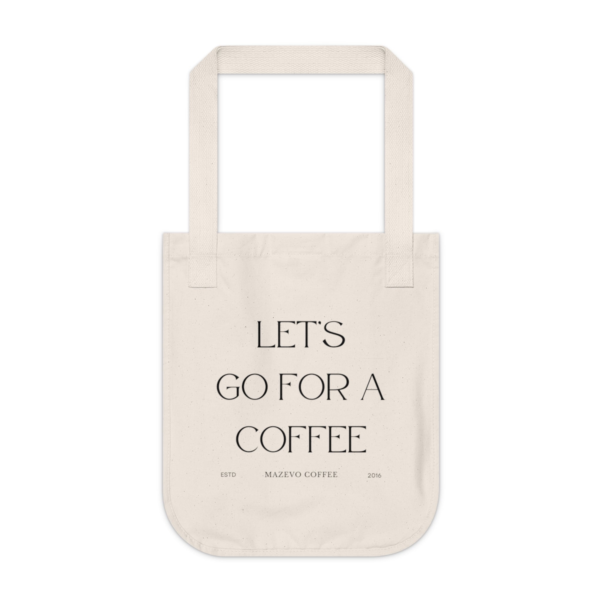 Canvas Tote — "Let’s Go For A Coffee" Minimal Coffee Shop Tote