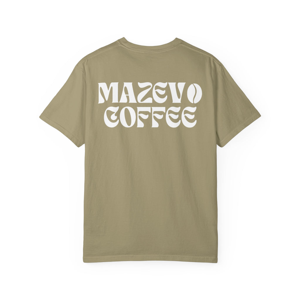 Mazevo Coffee T-Shirt — Retro Logo Garment-Dyed Tee for Coffee Lovers