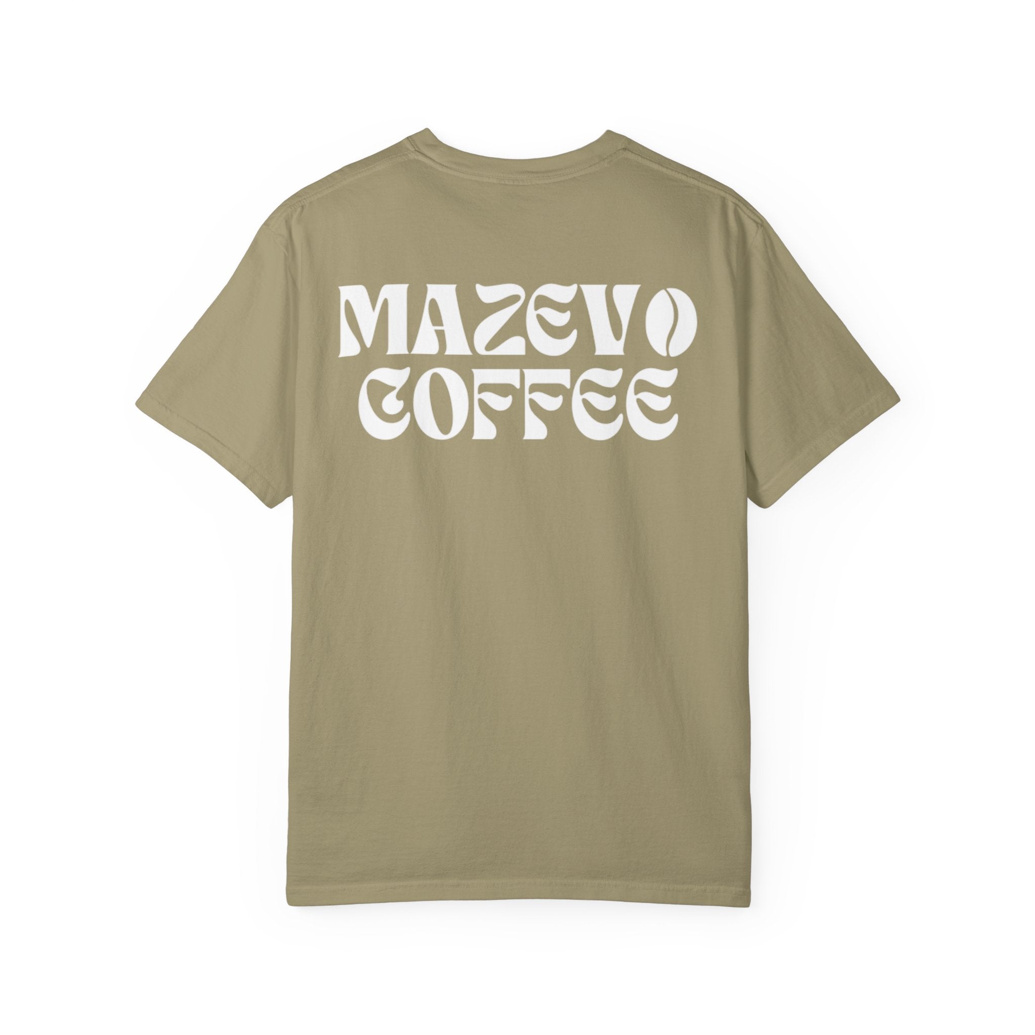 Mazevo Coffee T-Shirt — Retro Logo Garment-Dyed Tee for Coffee Lovers