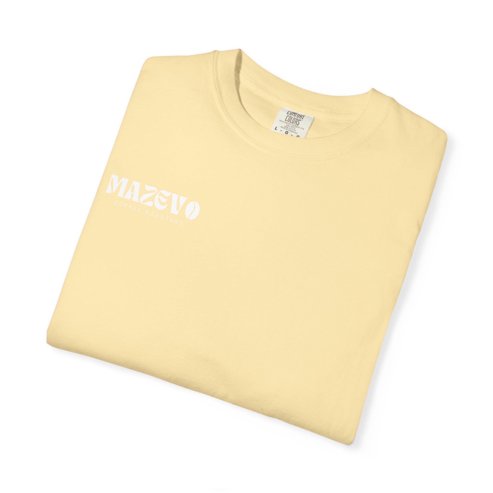 Mazevo Coffee T-Shirt — Retro Logo Garment-Dyed Tee for Coffee Lovers