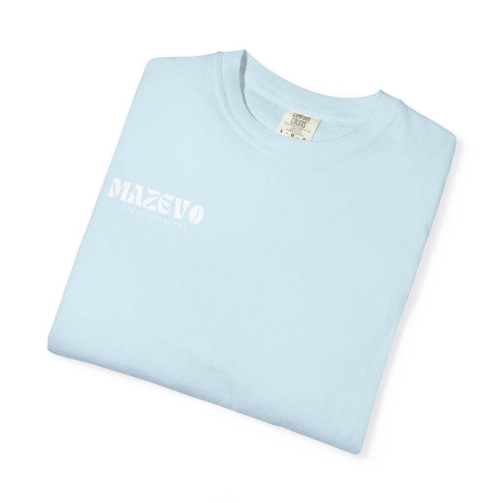 Mazevo Coffee T-Shirt — Retro Logo Garment-Dyed Tee for Coffee Lovers