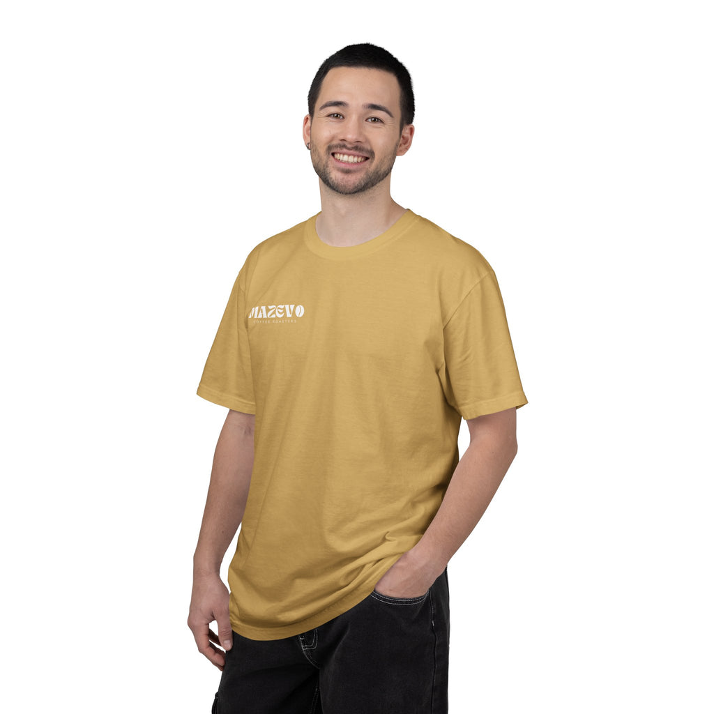 Mazevo Coffee T-Shirt — Retro Logo Garment-Dyed Tee for Coffee Lovers