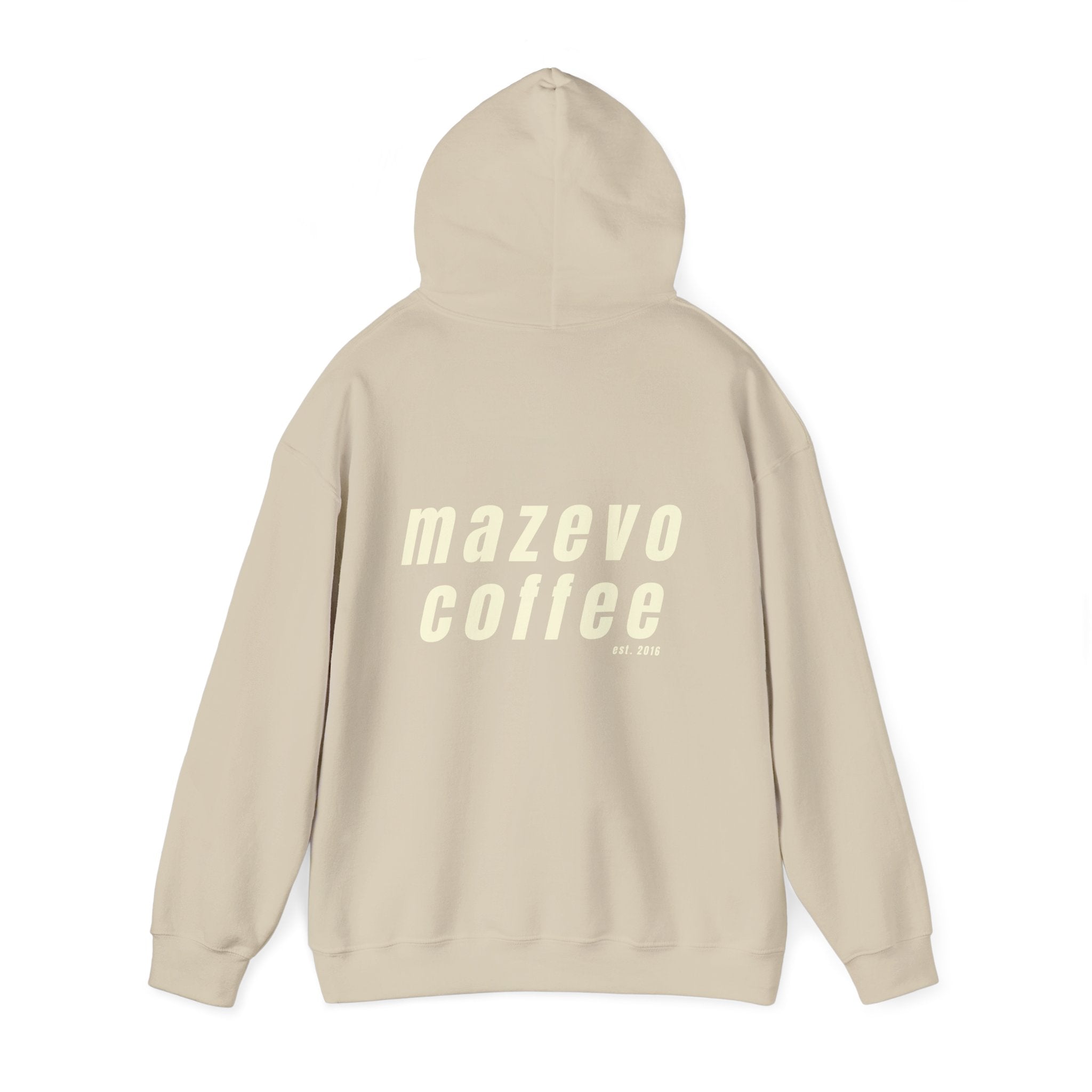 Mazevo Coffee Hoodie — Minimal Cream Coffee Shop Pullover