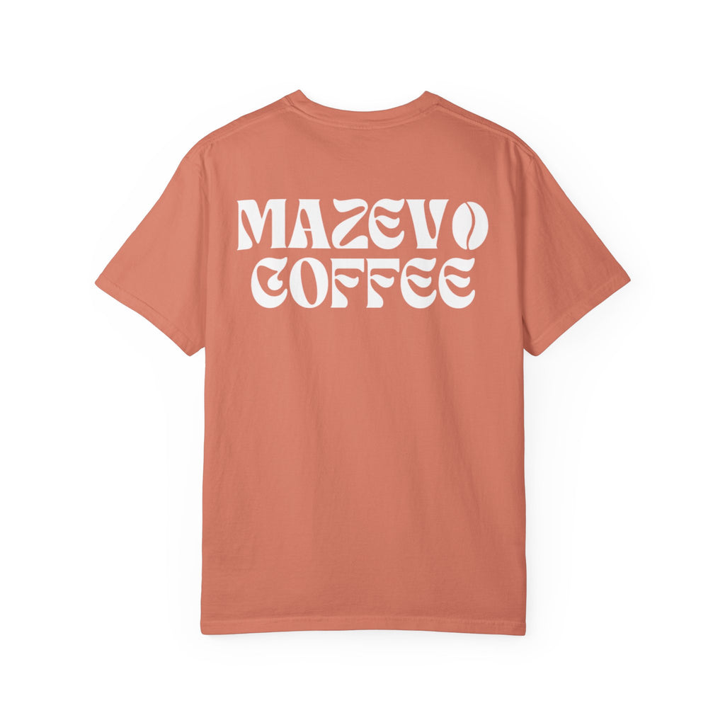 Mazevo Coffee T-Shirt — Retro Logo Garment-Dyed Tee for Coffee Lovers