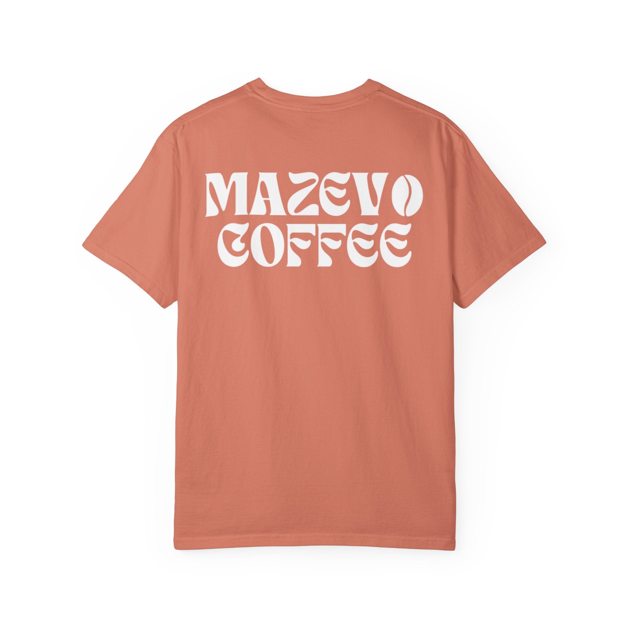 Mazevo Coffee T-Shirt — Retro Logo Garment-Dyed Tee for Coffee Lovers