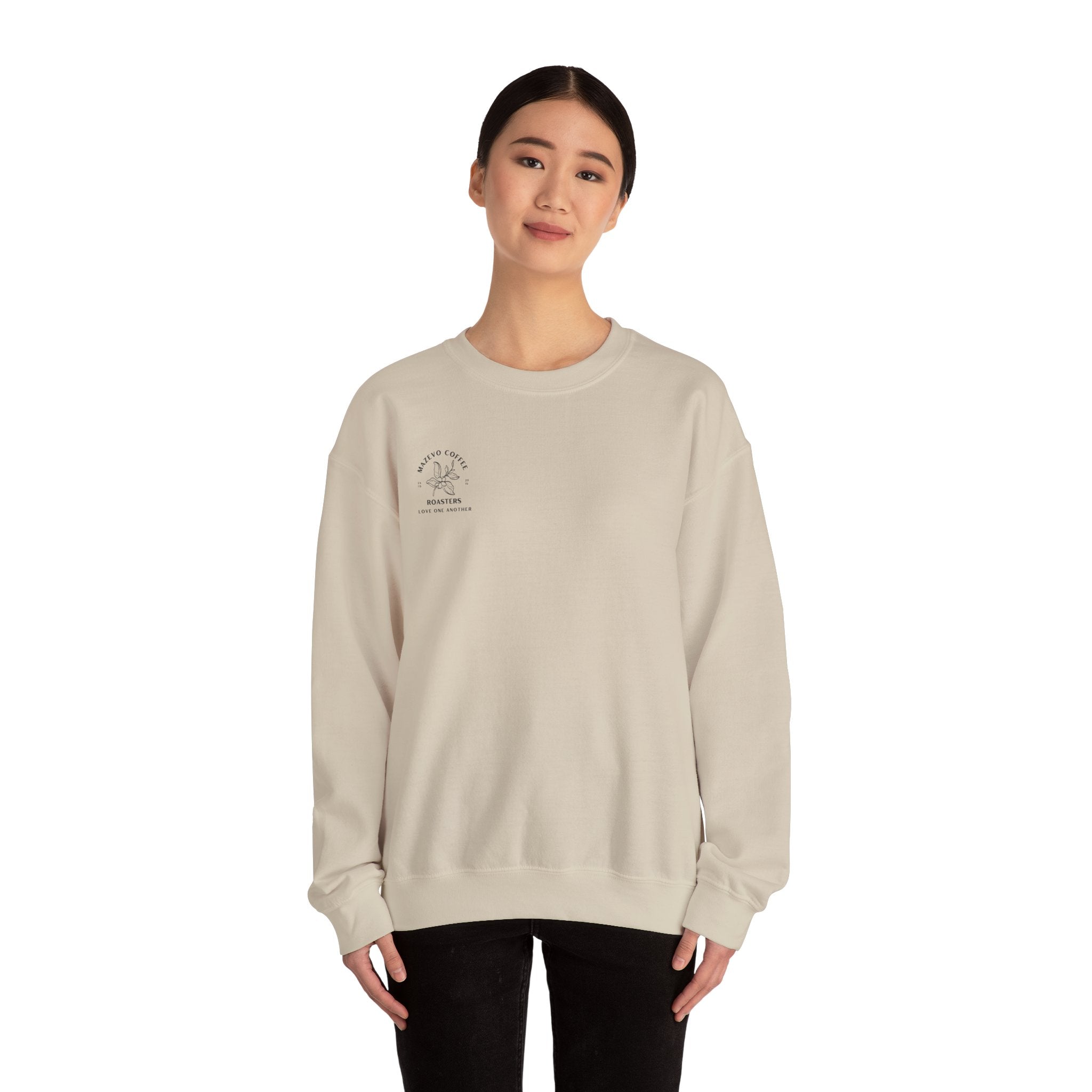 Coffee Roasters Crewneck Sweatshirt — Mazeyo Coffee “Love One Another” Logo